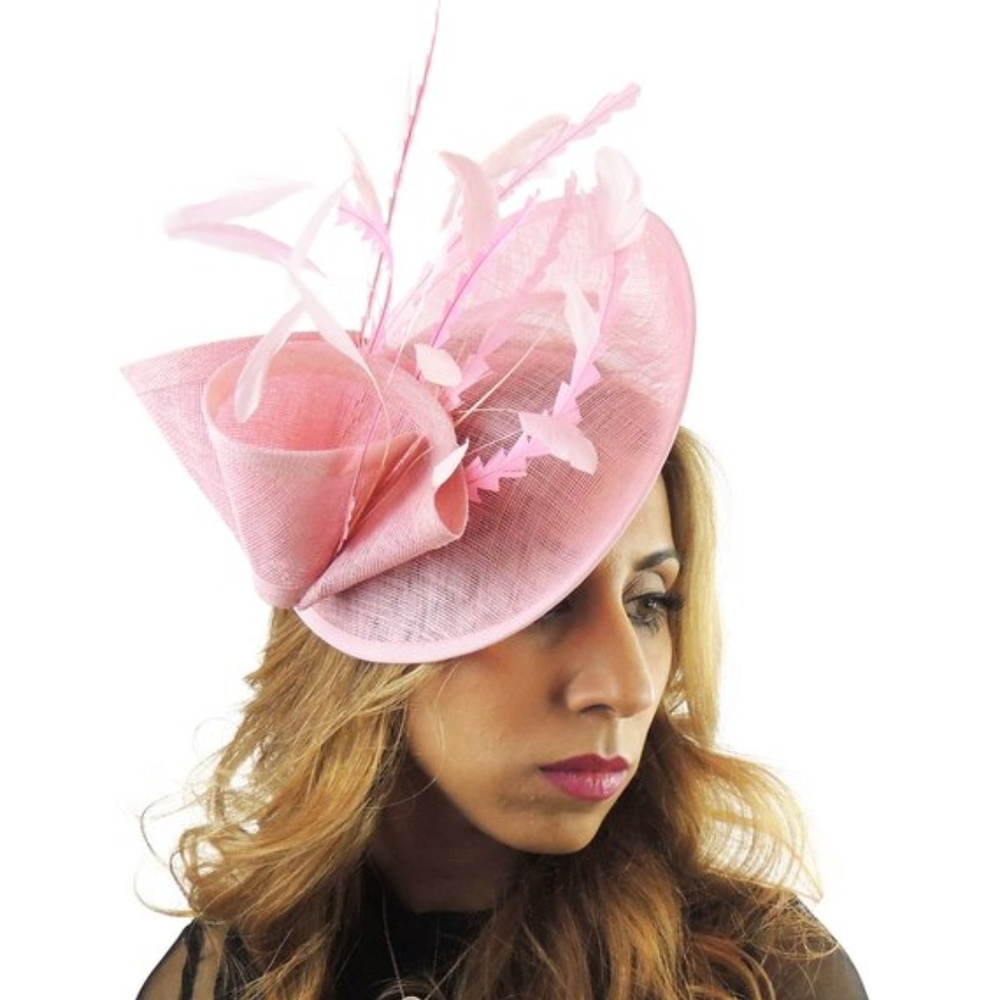 Pink fascinator hat for weddings, Kentucky derby